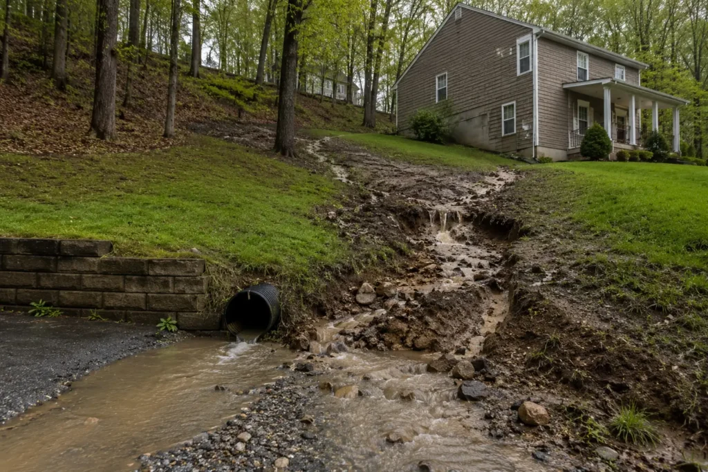 After the rain hillside erosion and runoff