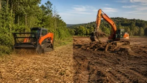 Forestry Mulcher and Excavator at Work